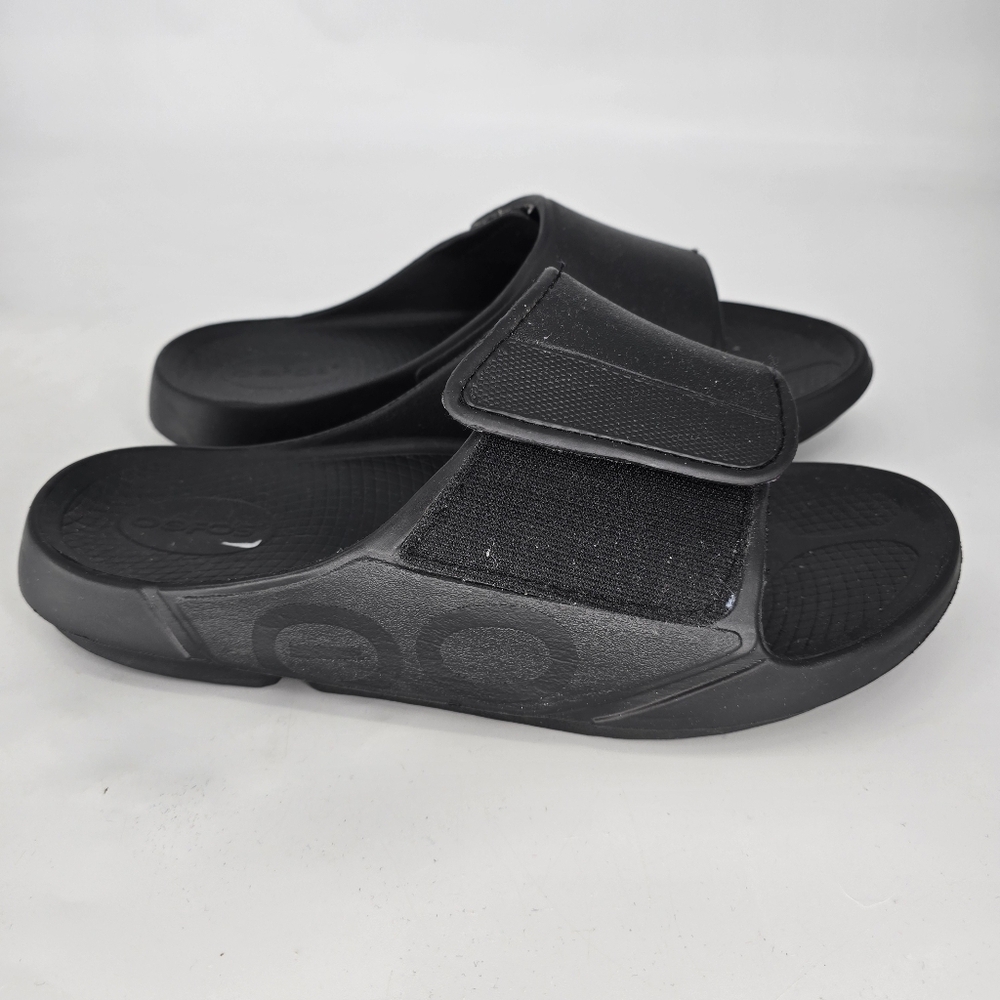 oofos OOahh Sport Flex slide Sandal - Matte black size mens 15 - Picture 3 of 11